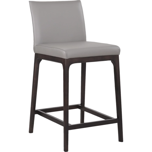 Tokyo Counter Stool in Grey Leather & Dark Wood